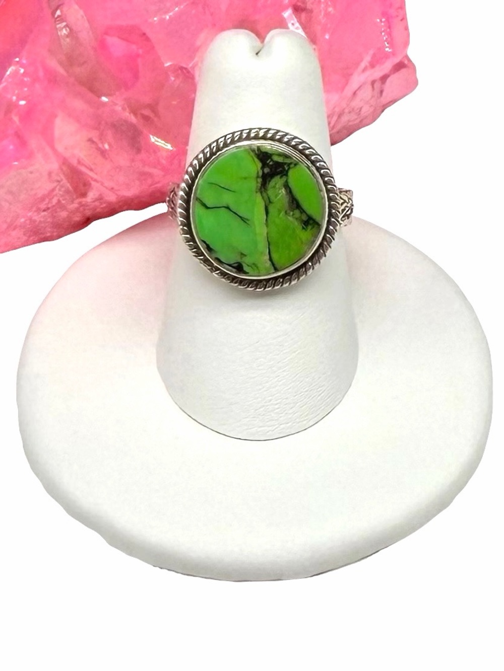 Green Matrix Turquoise Ring Size 7 Solid 925 Sterling Silver